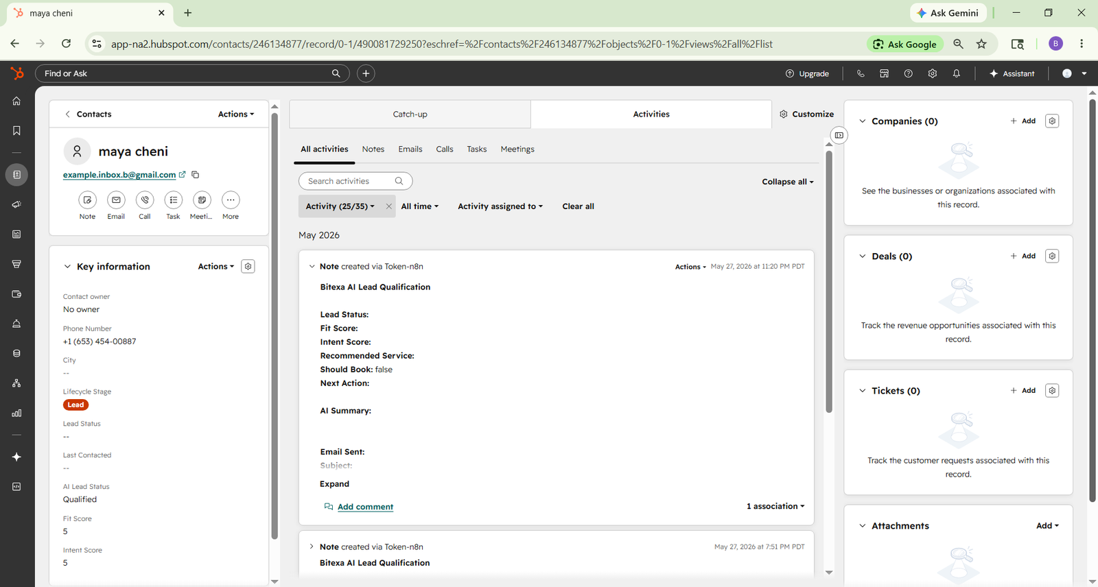 HubSpot contact automation